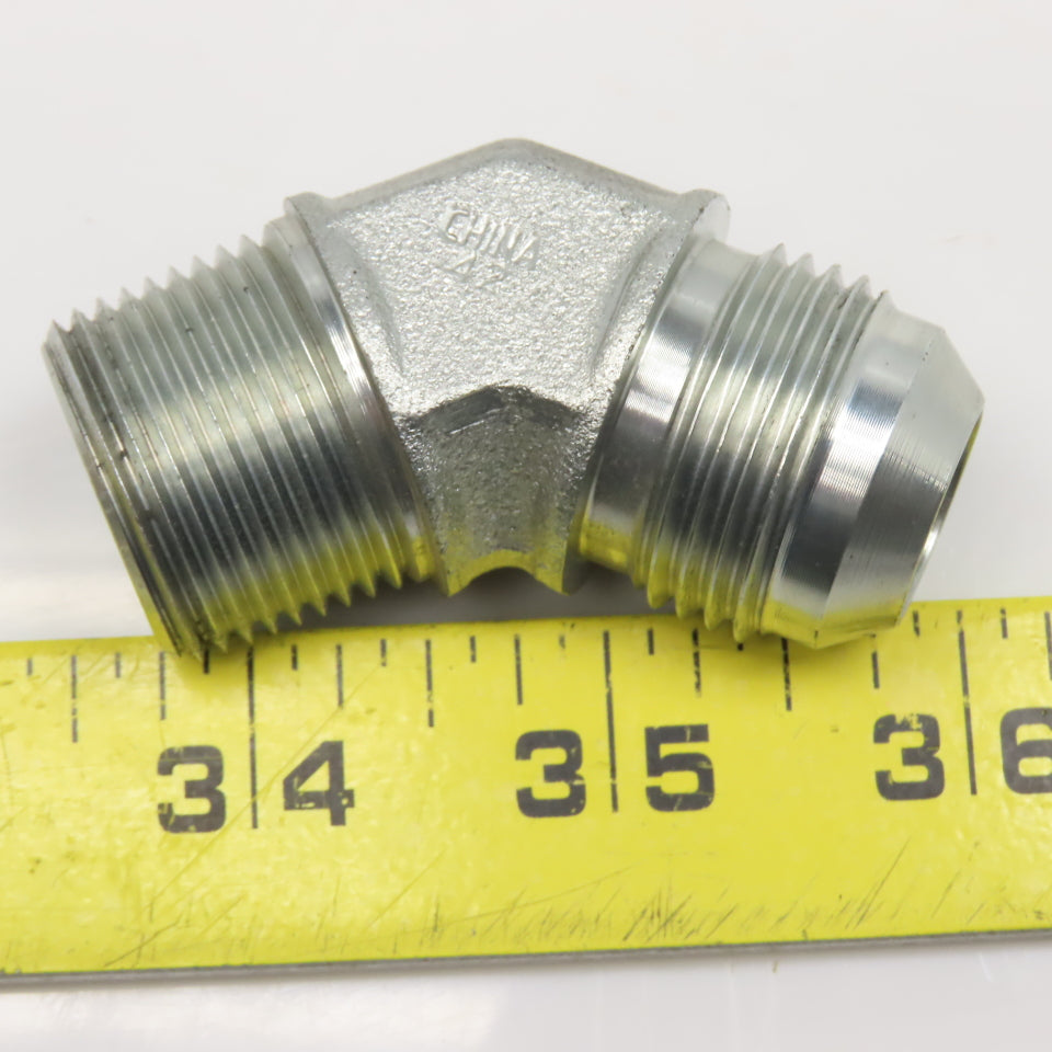 Eaton 3/4" NPT x 3/4" JIC Flare Male Steel Hydraulic Elbow Fitting 45°