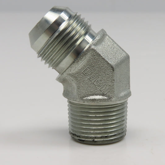 Eaton 3/4" NPT x 3/4" JIC Flare Male Steel Hydraulic Elbow Fitting 45°