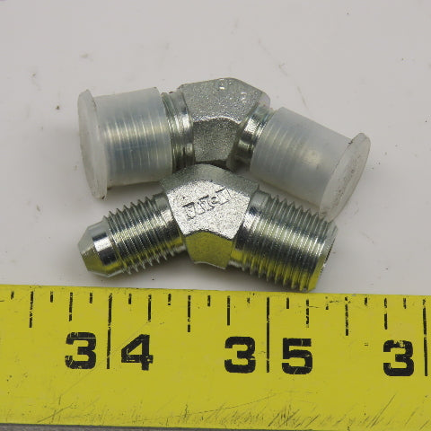 Eaton 1/4" NPT x 1/4" JIC Flare Male Steel Hydraulic Elbow Fitting 45° Lot OF 2