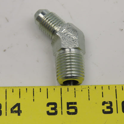 Eaton 1/4" NPT x 1/4" JIC Flare Male Steel Hydraulic Elbow Fitting 45° Lot OF 2