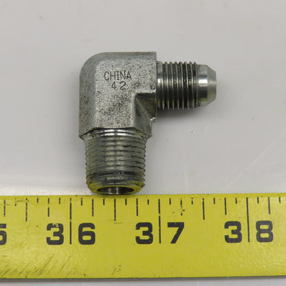 Eaton 3/8" NPT x 3/8" JIC Flare Male Steel Hydraulic Elbow Fitting 90° Lot OF 2