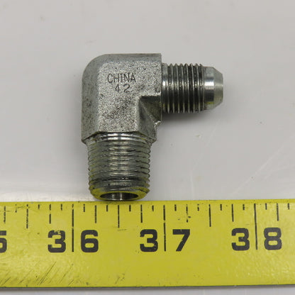 Eaton 3/8" NPT x 3/8" JIC Flare Male Steel Hydraulic Elbow Fitting 90° Lot OF 2