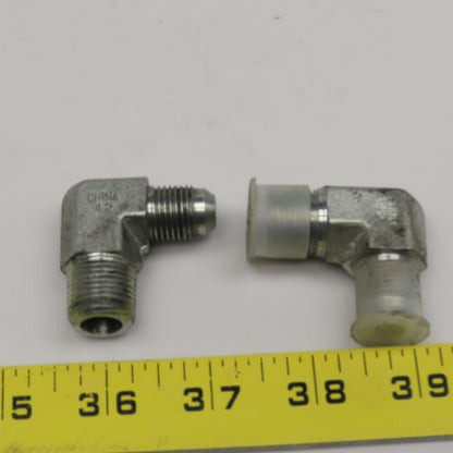 Eaton 3/8" NPT x 3/8" JIC Flare Male Steel Hydraulic Elbow Fitting 90° Lot OF 2