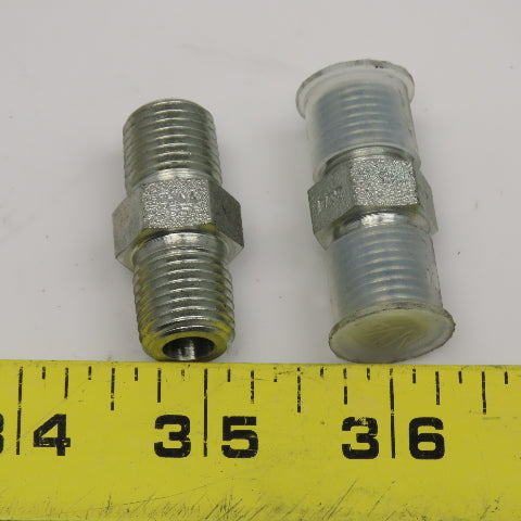 Eaton <-- 1/4" NPT Steel Hydraulic Pipe Nipple Lot Of 2