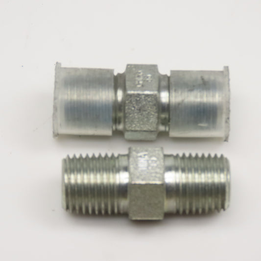 Eaton <-- 1/4" NPT Steel Hydraulic Pipe Nipple Lot Of 2