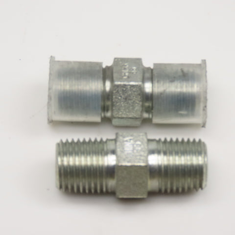 Eaton <-- 1/4" NPT Steel Hydraulic Pipe Nipple Lot Of 2