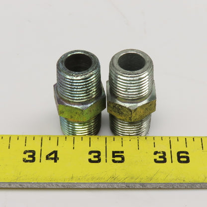 Eaton 1/4" NPT Steel Hydraulic Pipe Nipple Lot Of 2