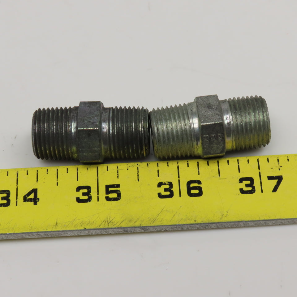 Eaton 1/4" NPT Steel Hydraulic Pipe Nipple Lot Of 2