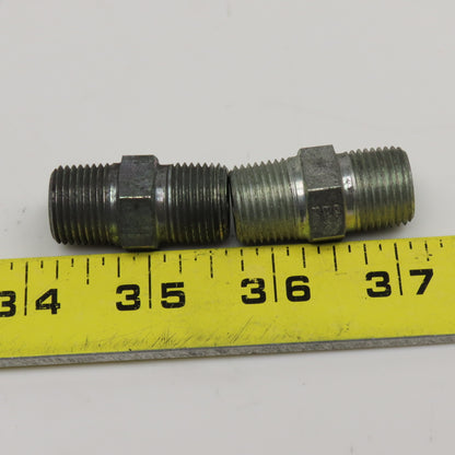 Eaton 1/4" NPT Steel Hydraulic Pipe Nipple Lot Of 2