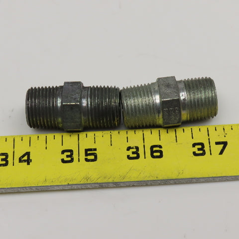 Eaton 1/4" NPT Steel Hydraulic Pipe Nipple Lot Of 2