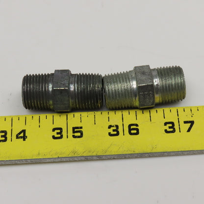 Eaton 1/4" NPT Steel Hydraulic Pipe Nipple Lot Of 2