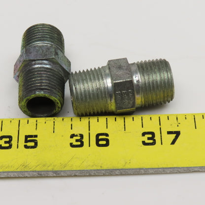 Eaton 1/4" NPT Steel Hydraulic Pipe Nipple Lot Of 2