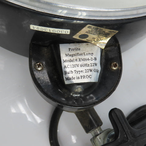 Prolite EM64-2-B Magnifier Lamp W/38" Articulating Arm 120VAC 60HZ 22W