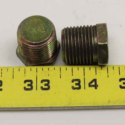 1/2" NPT Hex Plug Yellow Zinc Finish Lot Of 2