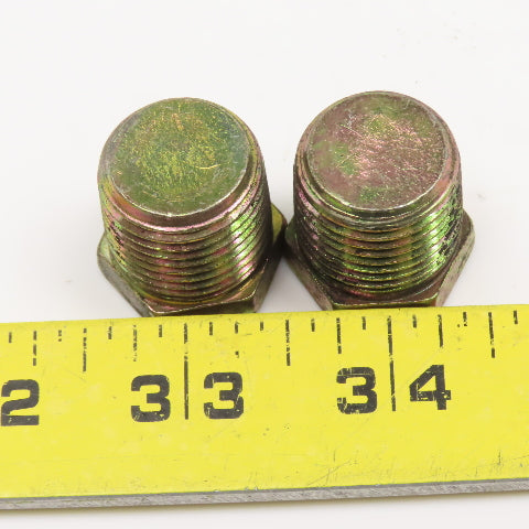 1/2" NPT Hex Plug Yellow Zinc Finish Lot Of 2