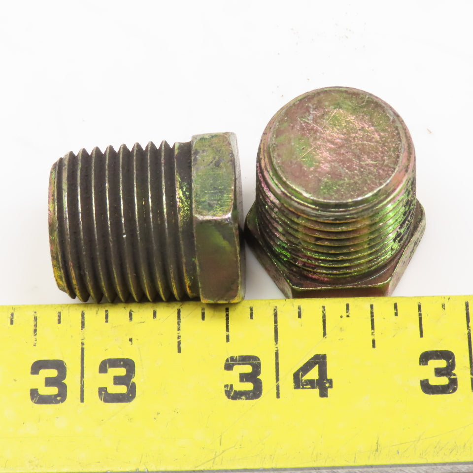 1/2" NPT Hex Plug Yellow Zinc Finish Lot Of 2