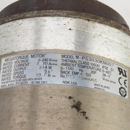 Megatorque M-PS3030KN002 10.0Nm Motor 0-240 Vrms 2.70 Arms 5s-1 0-100HZ