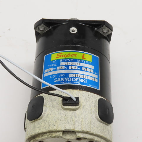 Sanyo Denki L840-012 400W 85V 5.6A 2500RPM 16mm Shaft