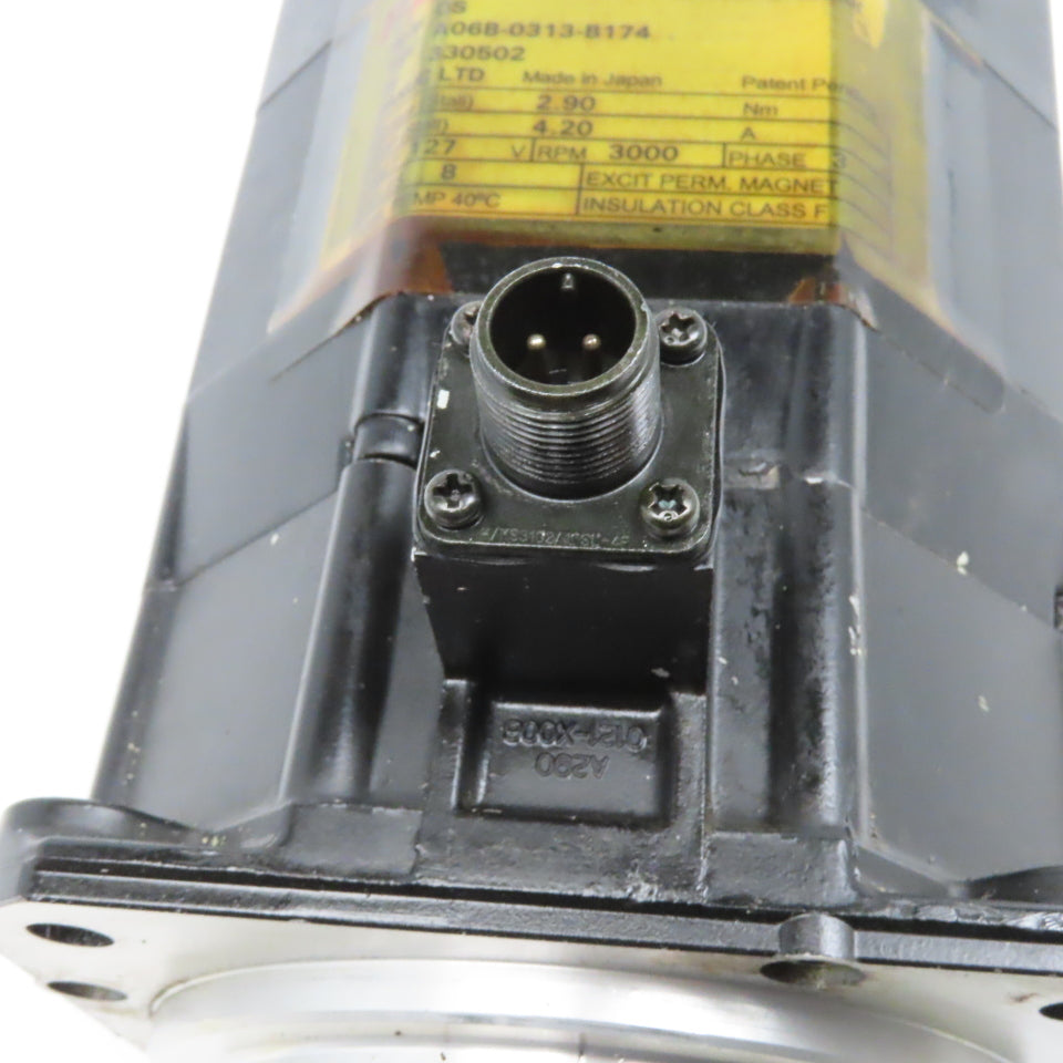 Fanuc A06B-0313-B174 127V 3Ph 8 Pole 3000RPM AC Servo Motor Brake