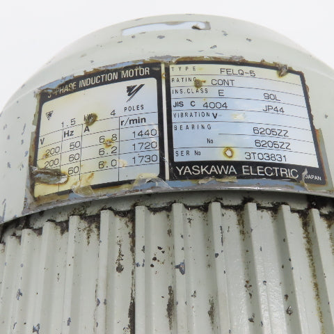 Yaskawa FELQ-5 1.5kW 3Ph 200-220V 50/60Hz Induction Motor