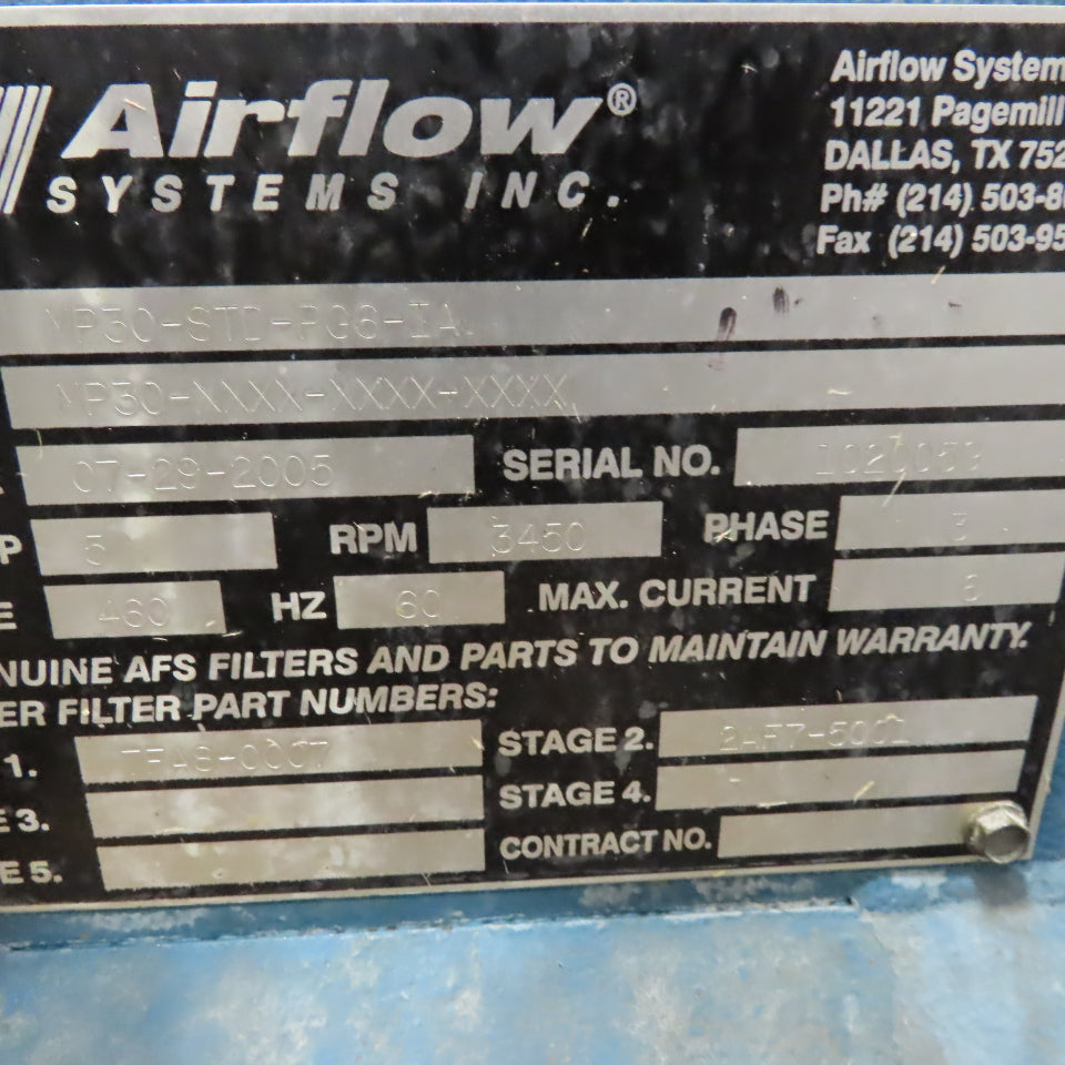 Airflow Systems MP30-STD-PG6-IA 5 Hp Oil Mist Collection & Filtration Unit 3Ph