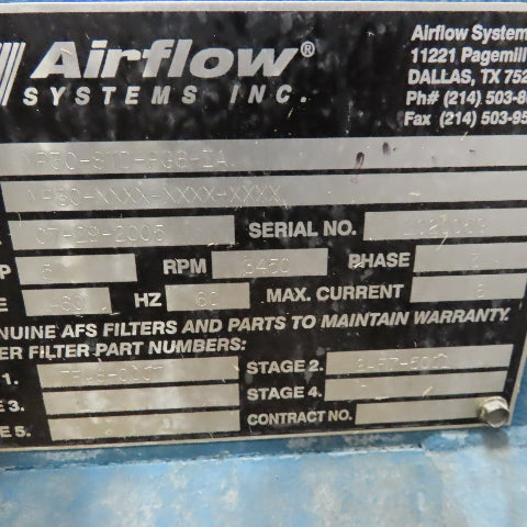 Airflow Systems MP30-STD-PG6-IA 5 Hp Oil Mist Collection & Filtration Unit 3Ph
