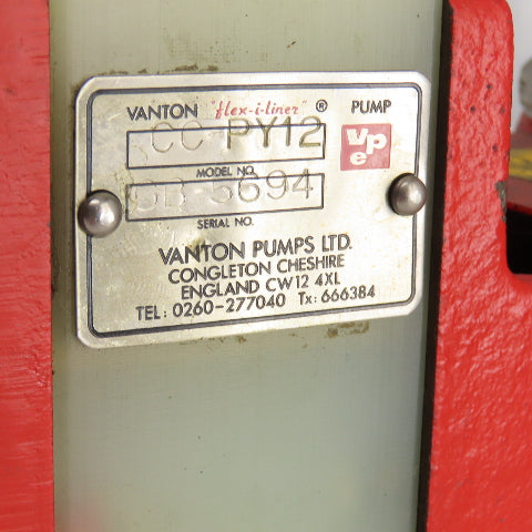 Vanton CC-PY12 GB-5694 Flex-I-Liner 0.37KW 1680RPM 460V 3PH Peristaltic Pump