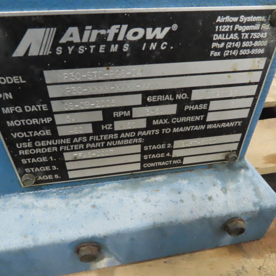 Airflow Systems MP30-STD-PG6-IA 5Hp Oil Mist Collection & Filtration Unit 3Ph
