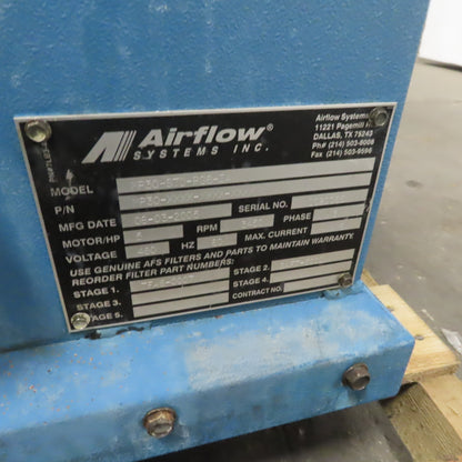 Airflow Systems MP30-STD-PG6-IA 5 Hp Oil Mist Collection & Filtration Unit 3Ph
