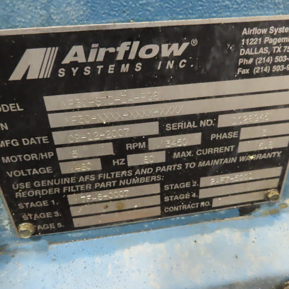 Airflow Systems MP30-STD-IA-PG6 5 Hp Oil Mist Collection & Filtration Unit 3Ph