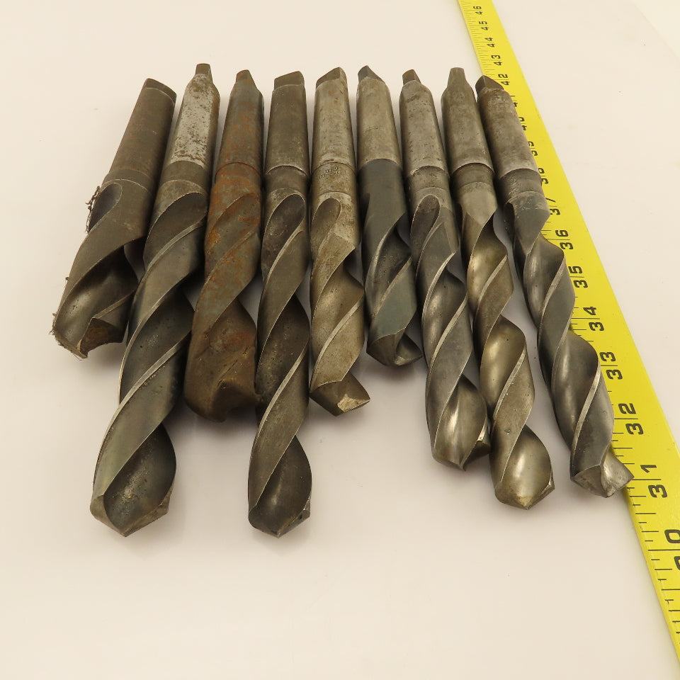 Misc. Lot Drill Bits 3MT Tapered High Speed Steel 53/64" To  1-1/16" Lot of 9