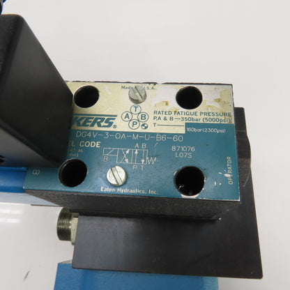 Vickers DG4V-3-0A-M-U-B6-60 4/2 Position Solenoid Hydraulic Valve 120V 5000PSI