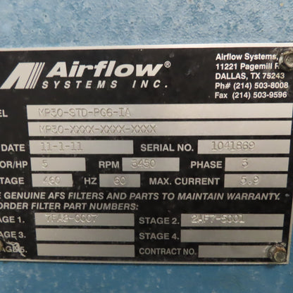 Airflow Systems MP30-STD-PG6 -IA 5 Hp Oil Mist Collection & Filtration Unit 3Ph