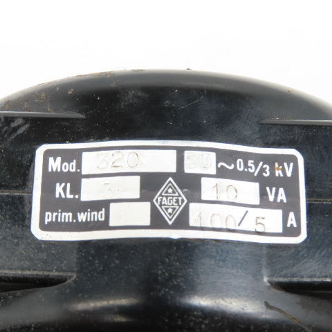 Faget Model 320 UTD 50Hz 0.5/3kV 10VA 100/5A Pri Winding 1 Current Transformer