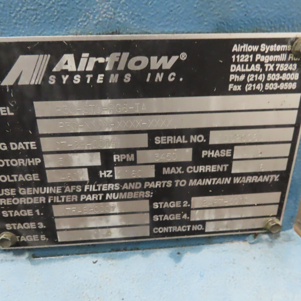 Airflow Systems MP30-STD-PG6 -IA 5 Hp Oil Mist Collection & Filtration Unit 3Ph