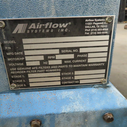 Airflow Systems MP30-STD-PG6 -IA 5 Hp Oil Mist Collection & Filtration Unit 3Ph