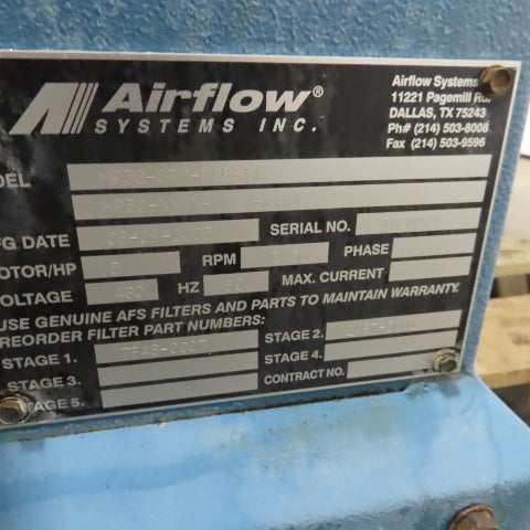 Airflow Systems MP30-STD-PG6 -IA 5 Hp Oil Mist Collection & Filtration Unit 3Ph