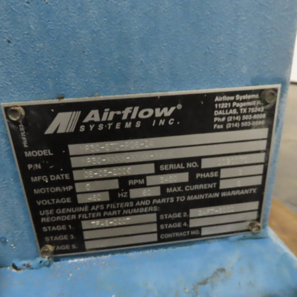 Airflow Systems MP30-STD-PG6 -IA 5 Hp Oil Mist Collection & Filtration Unit 3Ph