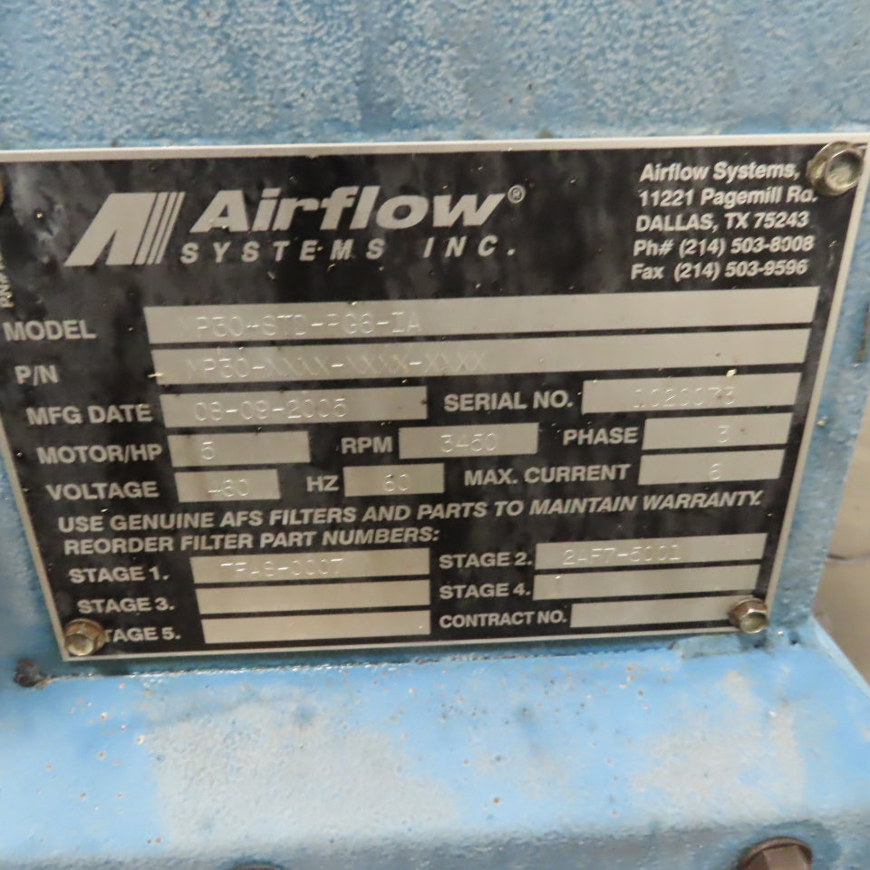 Airflow Systems MP30-STD-PG6 -IA 5 Hp Oil Mist Collection & Filtration Unit 3Ph