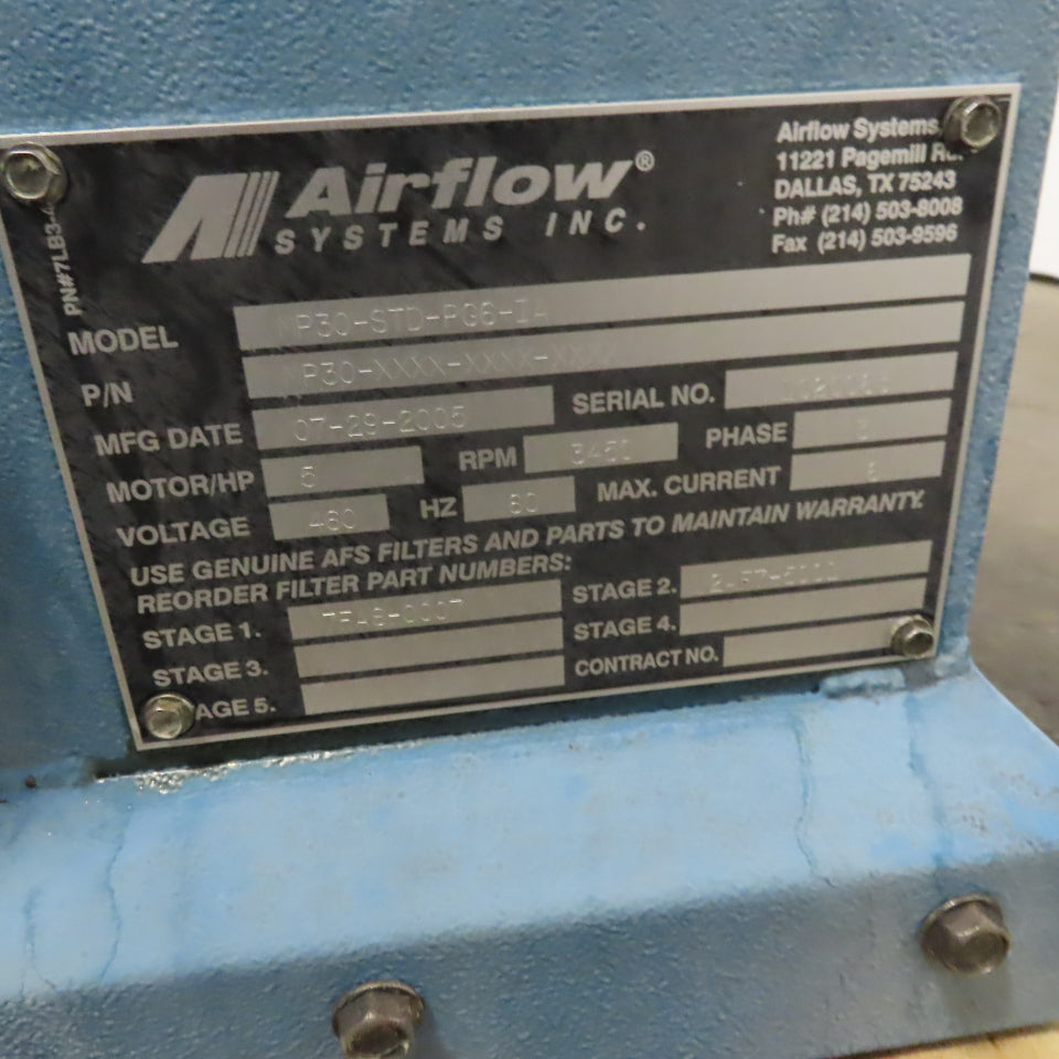 Airflow Systems MP30-STD-PG6 -IA 5 Hp Oil Mist Collection & Filtration Unit 3Ph