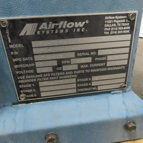 Airflow Systems MP30-STD-PG6 -IA 5 Hp Oil Mist Collection & Filtration Unit 3Ph