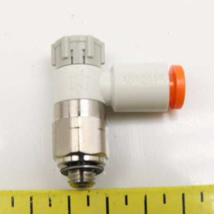 SMC AS1201F 5/32" Tube Push To Connect Flow Control 10-32 Elbow 90° Lot Of 2