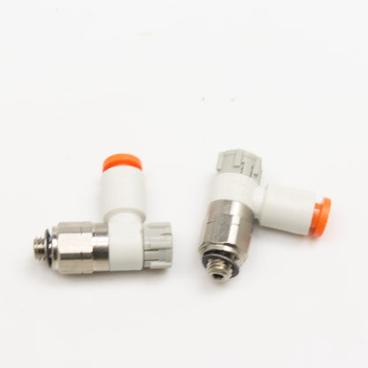 SMC AS1201F 5/32" Tube Push To Connect Flow Control 10-32 Elbow 90° Lot Of 2