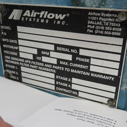 Airflow Systems MP30-STD-PG6-IA Mist Pak Mist Collector Cabinet Filter 5Hp 3Ph