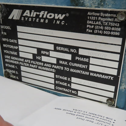 Airflow Systems MP30-STD-PG6-IA Mist Pak Mist Collector Cabinet Filter 5Hp 3Ph