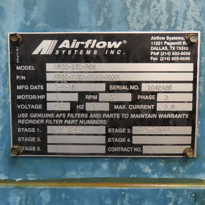 Airflow Systems MP30-STD-PG6 Mist Pak Mist Collector Cabinet Filter 5Hp
