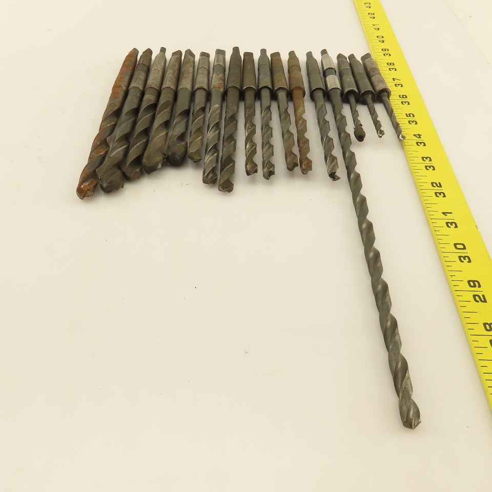 Misc. Lot Drill Bits 1MT Tapered High Speed Steel 3/16" To 7/16" Lot of 17