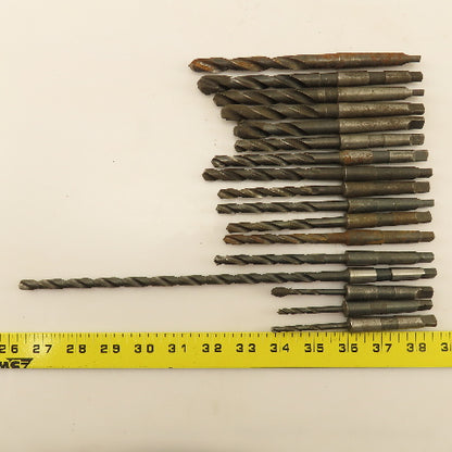 Misc. Lot Drill Bits 1MT Tapered High Speed Steel 3/16" To 7/16" Lot of 17