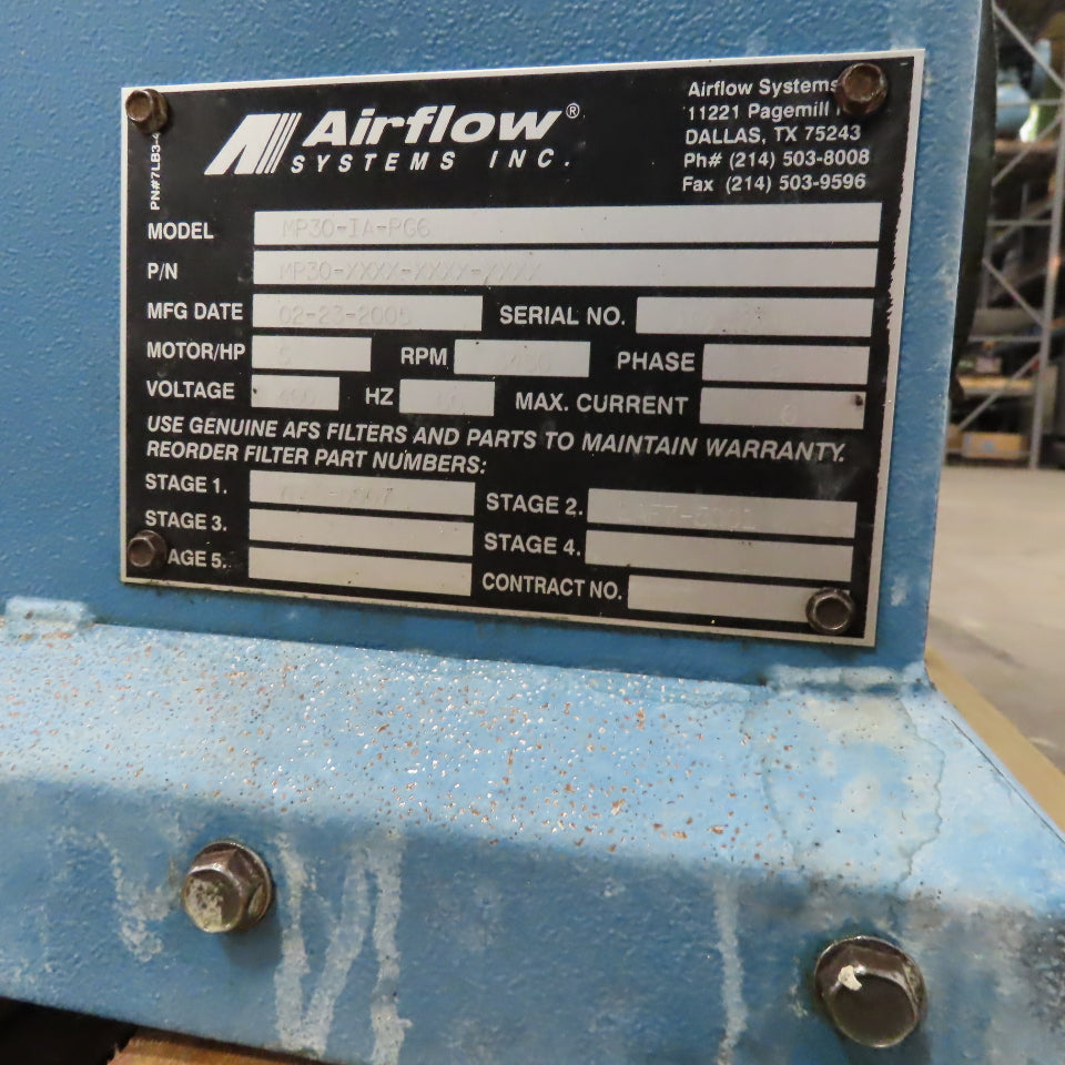 Airflow Systems MP30-IA-PG6 Mist Pak Mist Collector Cabinet Filter 5Hp 3Ph