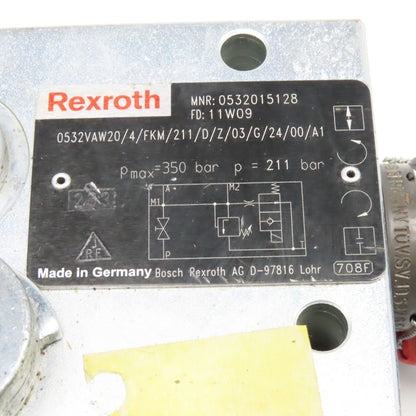Rexroth 0532VAW20/4/FKM/211/D/Z/03/G/24/00/A1 Accumulator Shut Off Block 24VDC
